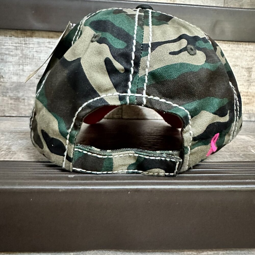 KBETHOS Distressed This Is My Fight Breast Cancer Camo Baseball Cap - Picture 2 of 4